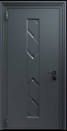 Входная термодверь с металлофиленкой и порошковым напылением RAL 7021 (тип №11) Входная термодверь с металлофиленкой и порошковым напылением RAL 7021 (тип №11)