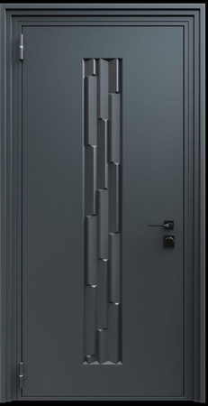 Входная термодверь с металлофиленкой и порошковым напылением RAL 7021 (тип №8) Входная термодверь с металлофиленкой и порошковым напылением RAL 7021 (тип №8)